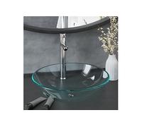 Lavabo de bain avec robinet et drain à poussoir Verre trempé