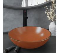 Lavabo de Bain avec Robinet et Drain à Poussoir Verre Trempé Vasque vidaXL