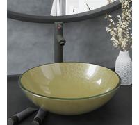vidaXL Lavabo de bain avec robinet et drain à poussoir Verre trempé