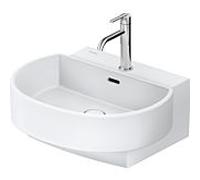 Lavabo de balcon Duravit 241155AC00 55 x 48 cm, finition satinée blanc , avec trou pour robinetterie, trop-plein, plage pour trou pour robinetterie