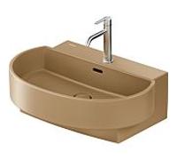 Lavabo de balcon Duravit 241165AM00 65 x 48 cm, argile terra mat, avec trou pour robinetterie, trop-plein, bord pour trou pour robinetterie