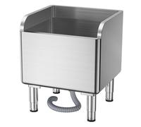 Lavabo de grande capacité en acier inoxydable de qualité commerciale avec déflecteur anti-éclaboussures et pieds réglables, facile à nettoyer, pour linge, restaurant et équipement de sport, nettoyage