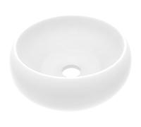 vidaXL Lavabo Rond de Luxe Vasque à Poser de Toilette Lave-mains de Salle de Bain Cuisine Vestiaire Maison Intérieur Blanc Mat 40x15 cm Céramique