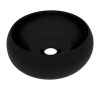 Lavabo De Luxe Comptoir Salle De Bain Cuisine Multimédia Rond Mat Noir 40x15 Cm Céramique