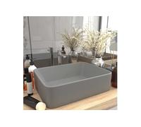 vidaXL Vasque à poser Lavabo de luxe rectangulaire 41x30x12 cm gris clair mat céramique