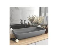 vidaXL Lavabo de luxe rectangulaire – Vasque lave-mains à poser céramique 71x38 cm Gris clair mat