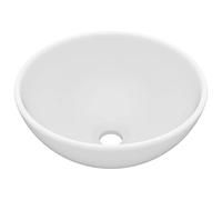 Lavabo de luxe rond blanc mat 32,5 x 14 cm en céramique - Lavabo en céramique de qualité supérieure pour salle de bain et WC d'invités - Design élégant, durable et facile d'entretien
