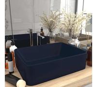 Lavabo de Luxe Vasque à Poser de Toilette Lave-mains de Salle de Bain Salle Cosmétique Rectangulaire Bleu Foncé Mat 147045