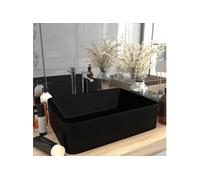 Lavabo de Luxe Vasque à Poser de Toilette Lave-mains de Salle de Bain Salle Cosmétique Rectangulaire Noir Mat 147052