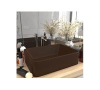 vidaXL Lavabo de Luxe Vasque à Poser de Toilette Lave-mains de Salle de Bain Salle Cosmétique Rectangulaire Marron Foncé Mat 147050 Marron G