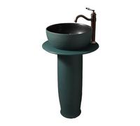 Lavabo de salle de bain à colonne pour petit espace, lavabo sur pied en céramique, lavabo rétro à poser au sol, lavabo d'extérieur pour balcon, lavabo, vert/orange, vert-B