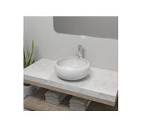 vidaXL Lavabo de salle de bain Vasque 275495 en céramique ronde avec mitigeur blanc