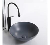 Lavabo De Salle De Bain Avec Robinet, Mini Lavabo Rond En Céramique Au-dessus Du Comptoir, Lavabos D'art For Balcon, Décoration D'intérieur(Gris)