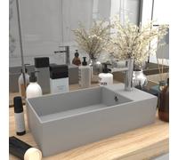vidaXL Lavabo de salle de bain en céramique avec trop-plein – Gris clair