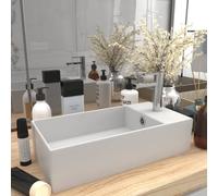 vidaXL Lavabo de salle de bain 146987 – Vasque à poser avec trop-plein – Céramique blanc mat