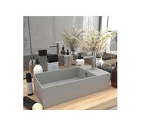 vidaXL Lavabo de salle de bain en céramique avec trop-plein – Gris clair