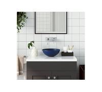 Lavabo de salle de bain Céramique Bleu foncé Rond