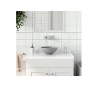 vidaXL Lavabo de salle de bain Céramique Rond Gris clair