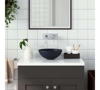 Lavabo de salle de bain Céramique Bleu foncé Rond Bleu foncé G