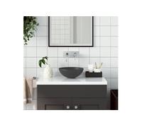 vidaXL Lavabo de salle de bain Vasque à poser ronde Céramique Gris foncé