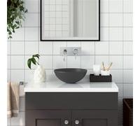 vidaXL Lavabo de salle de bain Vasque à poser ronde Céramique Gris foncé