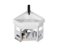 Lavabo de salle de bain en céramique, lavabo d'angle mural avec rangement, design triangulaire, pour salles de bains et lavabos