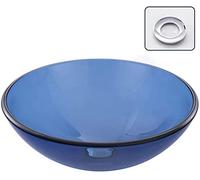 Lavabo de salle de bain en verre trempé, lavabo moderne autoportant avec anneau de montage pour meuble de toilette