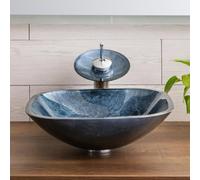 Lavabo De Salle De Bain En Verre Trempé, Lavabos Ovale Sur Plan Avec Robinet Et Bonde Escamotable, Evier À Poser For Toilettes(A)