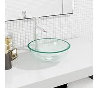 Lavabo de salle de bain en verre trempé transparent, 30 x 12 cm, rond, robuste, pour lavabo et plan de travail, design moderne, nettoyage facile