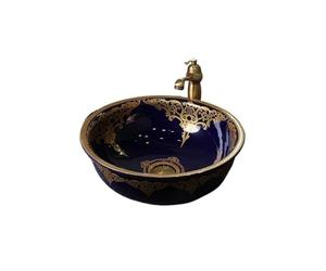 Lavabo de salle de bain Lavabo de salle bain rond rétro léger et luxueux en céramique, 40 x cm Moderne