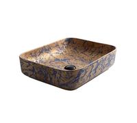 lavabo de salle de bain Lavabo de salle de bain rectangulaire en céramique, 52 x 40 x 13 cm (L x l x H), style rétro, à poser sur le comptoir pour vestiaire