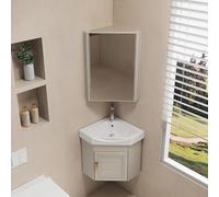 Lavabo de salle de bain mural avec meuble-lavabo, petit coin de rangement flottant pour camping-car, toilettes invités, armoire miroir, design compact