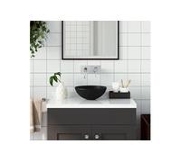 Lavabo Céramique Mat Noir Salle De Bain Rond Design Sans Débordement