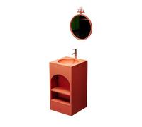 Lavabo de salle de bain sur pied avec trou de robinet unique, design moderne en une pièce, gain de place pour une utilisation en intérieur et en extérieur
