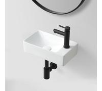 Lavabo De Salle De Bain Sur Plan, Mini-vasque Murale En Céramique, Meuble-lavabo Flottant Rectangulaire For Couloir, Balcon, Garage(38.5x22x10.5cm)