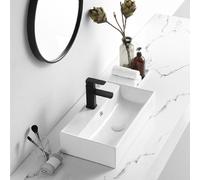 Lavabo De Salle De Bain Sur Plan, Mini-vasque Murale En Céramique, Meuble-lavabo Flottant Rectangulaire For Couloir, Balcon, Garage(55x31x13cm)