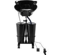VEVOR Bac à Shampoing Portable, Lavabo Lave Cheveux Hauteur et Angle Réglables, avec Pompe, Tuyau de Vidange, 2 Seaux, 2 Pommes de Douche, Évier pour Laver Cheveux, Salon de Coiffure de Beauté, Noir
