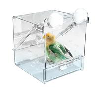 Lavabo - Direction de douche transparente, équipement de bain ailé, connexion pour manger dans la zone protégée, pour les petites perruches moyennes, perruches, canaras, aras