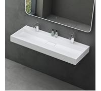 Lavabo double blanc mat 120x46x11cm - Mai & Mai - Col19 - Vasque à poser ou suspendre