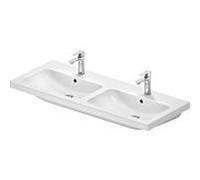 Lavabo double Duravit D-Code 24001200002 avec plage de perçage pour robinetterie, 2 vasques, trous pour robinetterie, blanc brillant, 1200 x 480 mm