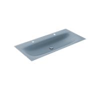 Lavabo double encastré Keuco Edition 11 Art 32590531202 bleu satiné, 120,6 x 0,4 x 49,3 cm, 2 x 1 trou pour robinet