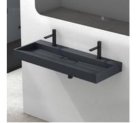 Lavabo double gris noir mat 120x46x11cm - Vasque à poser ou suspendre - Col19