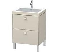 Lavabo Duravit Brioso c-bonded avec base BR4700O9191, 60x48cm, taupe, 1 trou pour robinet