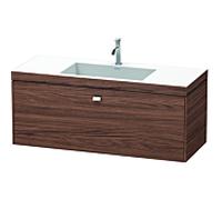 Lavabo Duravit Brioso c-bonded avec meuble sous-vasque 120 cm BR4603O1021 Ensemble vasque, 1 trou pour robinet, 120 x 48 cm, Noyer foncé/Chrome