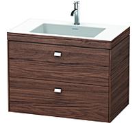 Lavabo Duravit Brioso c-bonded avec meuble sous vasque 80 cm BR4606O1021, 1 trou pour robinet, 80x48 cm, noyer foncé/chrome