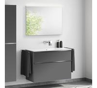 Lavabo Duravit ME by Starck avec meuble bas evineo ineo4 l: 103 cm, avec poignée, avec miroir,, 233610AA60+BE0267AN+BEA011MI,
