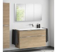 Lavabo Duravit ME by Starck avec meuble bas evineo ineo4 l: 123 cm, avec poignée, avec armoire de toilette,, 233612AA60+BE0268O BEA004MI,