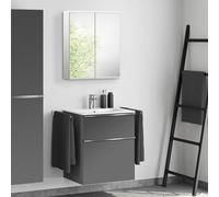 Lavabo Duravit ME by Starck avec meuble bas evineo ineo4 l: 63 cm, avec poignée, avec armoire de toilette,, 233663AA00+BE0265AN+BEA001MI,