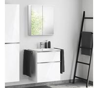 Lavabo Duravit ME by Starck avec meuble bas evineo ineo4 l: 63 cm, avec poignée, avec armoire de toilette,, 233663AA00+BE0265WH+BEA001MI,