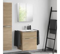 Lavabo Duravit ME by Starck avec meuble bas evineo ineo4 l: 63 cm, avec poignée, avec armoire de toilette,, 233663AA00+BE0265O BEA001MI,